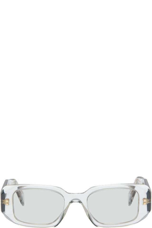 Prada Eyewear — Gray Symbole Rectangle Acetate Sunglasses