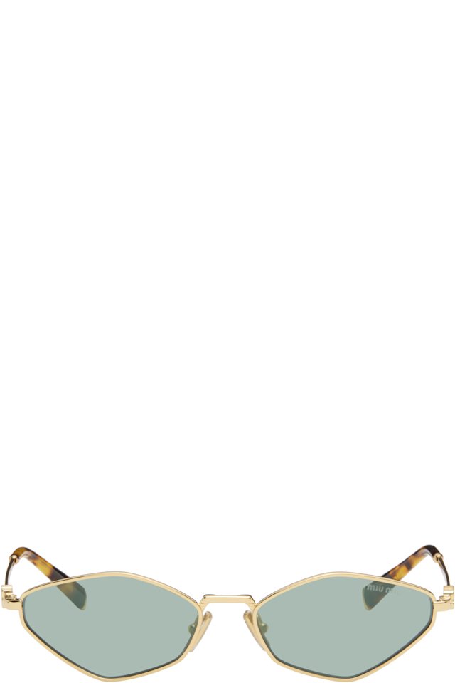 Miu Miu Eyewear — Gold 'Miu Miu Logo' Sunglasses