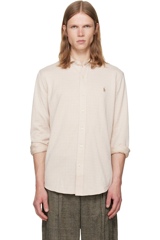 Polo Ralph Lauren — Beige Jersey Knit Long Sleeve Sport Shirt
