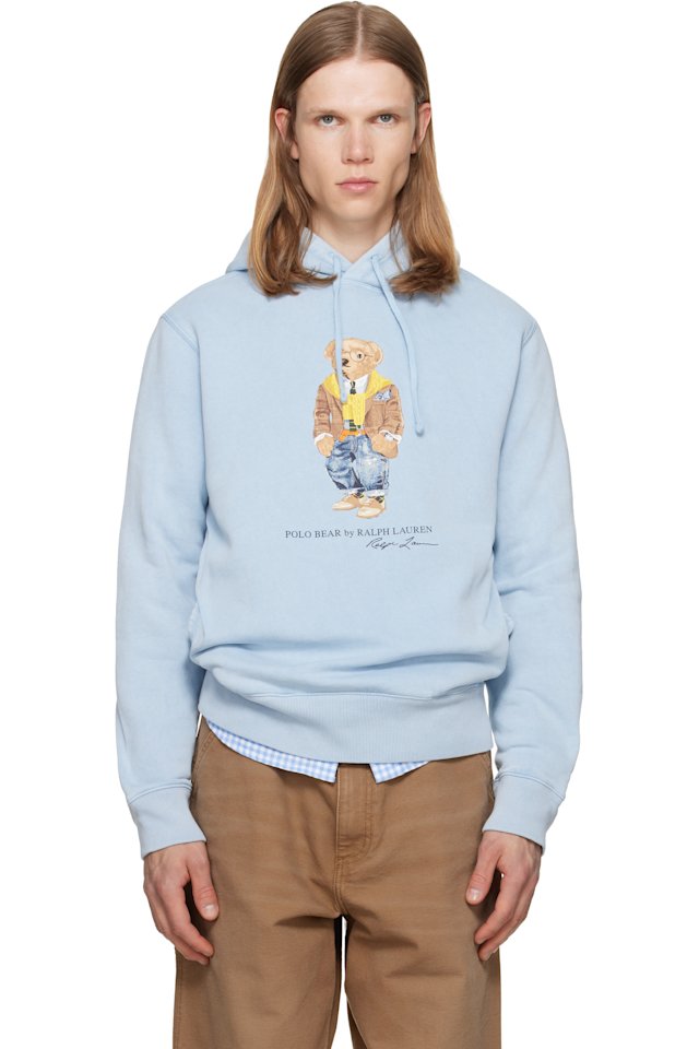 Polo Ralph Lauren — Blue Polo Bear Garment-Dyed Fleece Hoodie