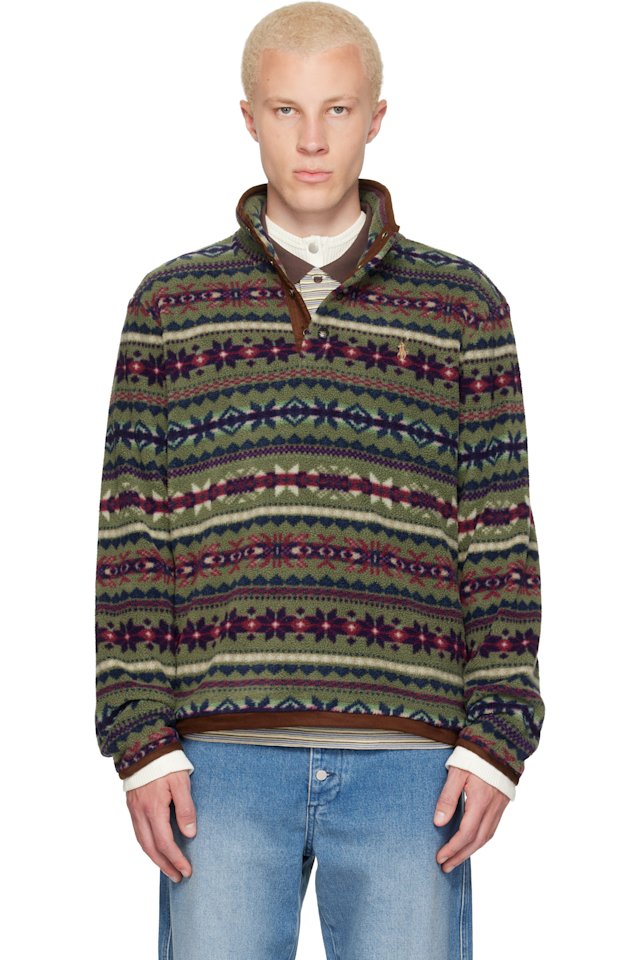 Polo Ralph Lauren — Green Patterned Fleece Sweater