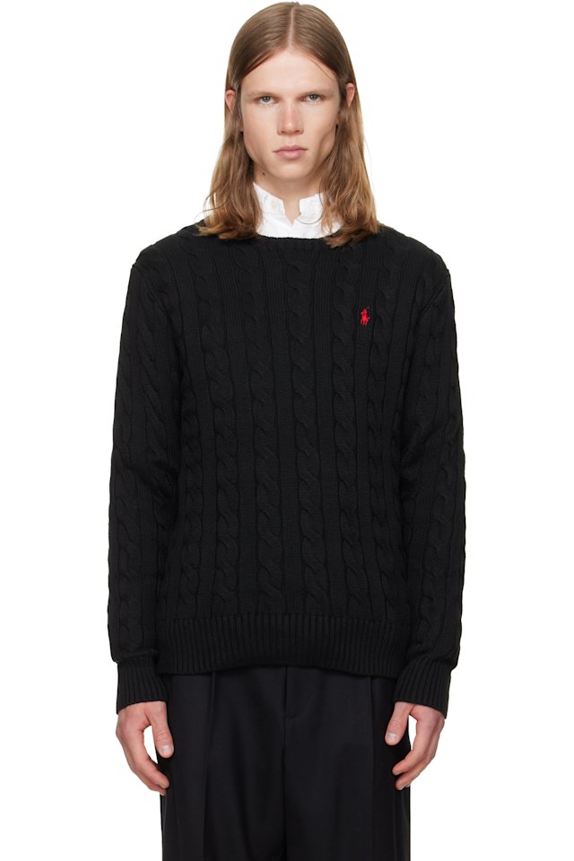 Polo Ralph Lauren — Black Cable-Knit Cotton sweater