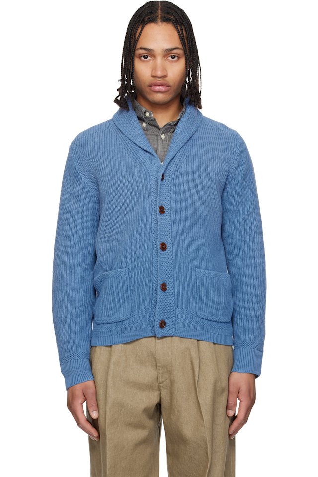 Polo Ralph Lauren — Blue Cotton Shawl-Collar Cardigan