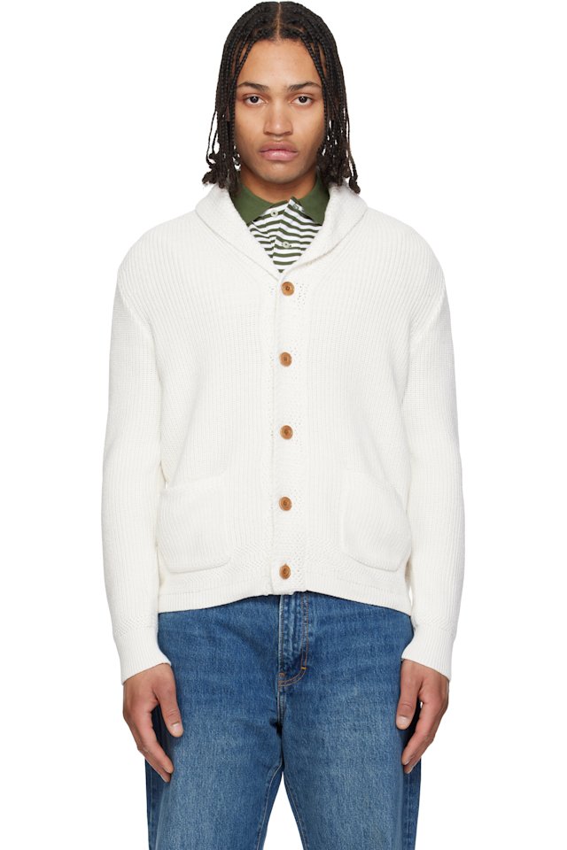 Polo Ralph Lauren — Off-White Cotton Shawl-Collar Cardigan