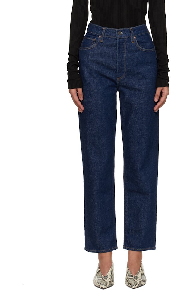 AGOLDE — Blue 90's Pinch Waist Crop Comfort Stretch Jeans