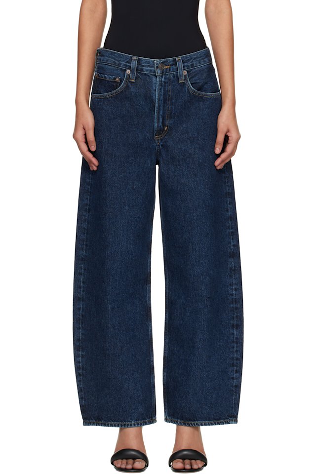 AGOLDE — Navy Low Curve Crop Jeans