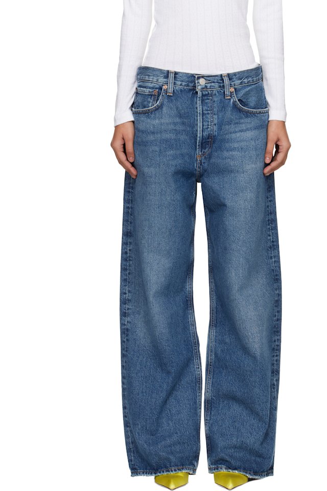 AGOLDE — Blue Low Slung Baggy Jeans