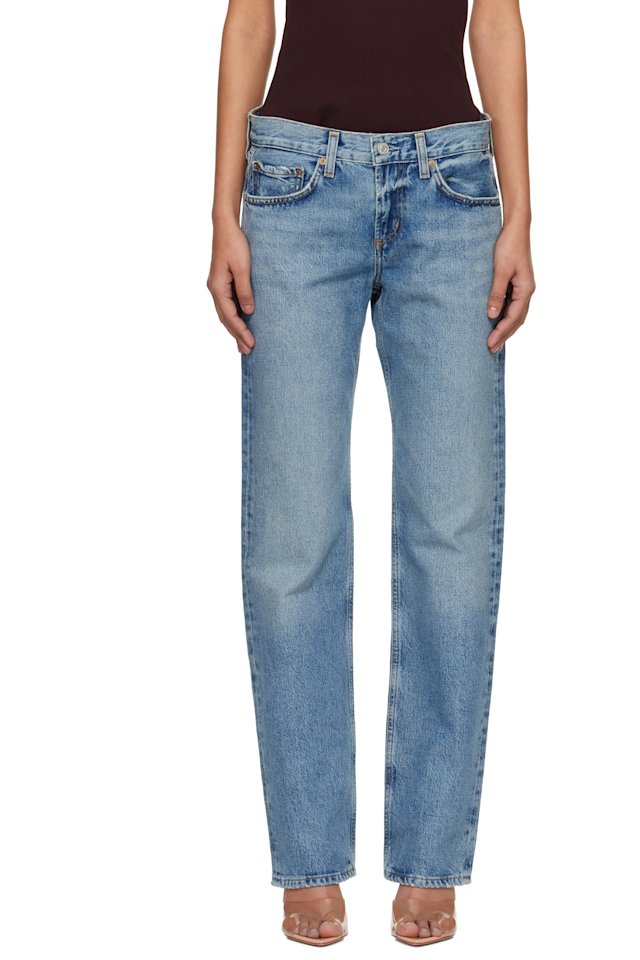 AGOLDE — Blue Low Rise Slim Jeans