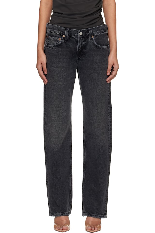 AGOLDE — Black Low Rise Slim Jeans