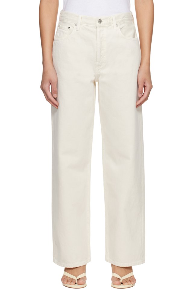 AGOLDE — Beige Low Slung Baggy Jeans