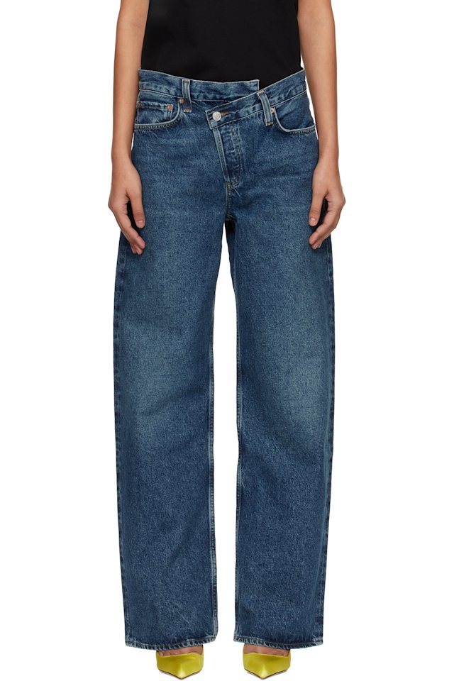 AGOLDE — Navy Arc Criss Cross Jeans