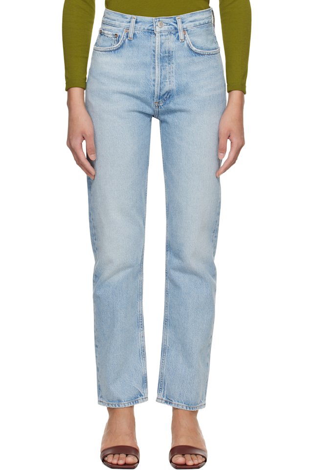 AGOLDE — Blue 90's Pinch Waist High Rise Straight Jeans