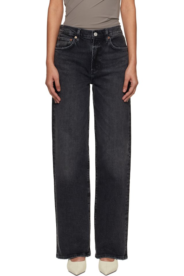 AGOLDE — Black Harper Straight Comfort Stretch Jeans