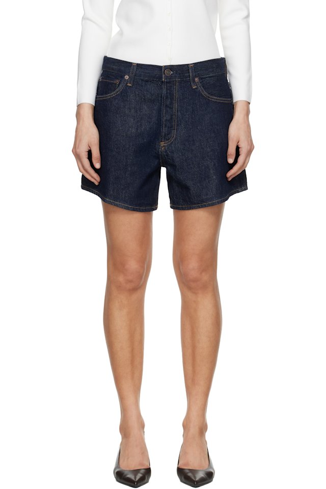 AGOLDE — Navy Leith Denim Shorts