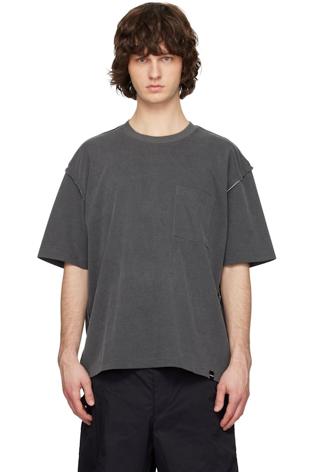 Solid Homme — Gray Raw-Edge T-shirt