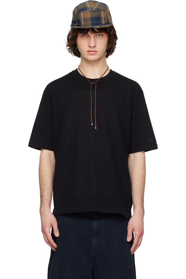 Solid Homme — Black Knit T-shirt