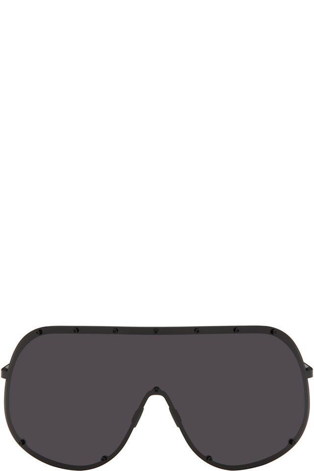 Rick Owens — Black Temple Shield Sunglasses
