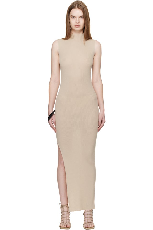 Rick Owens — Beige Temple SL Turtle Midi Dress