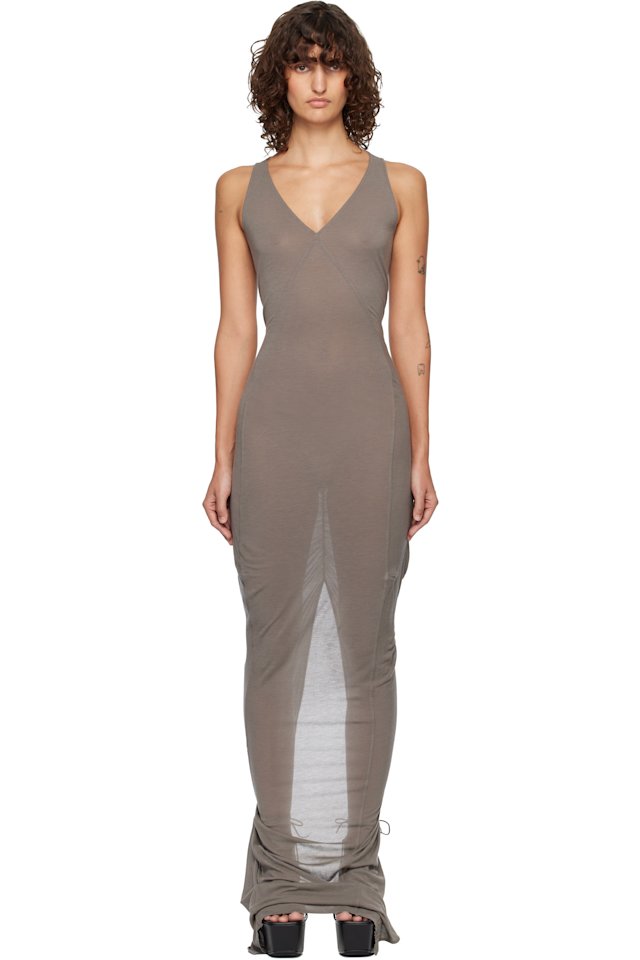 Rick Owens — Gray Temple V Tank Maxi Dress