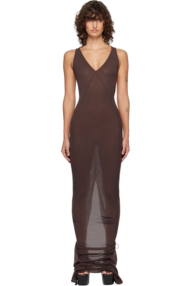Rick Owens — Brown Temple V Tank Maxi Dress