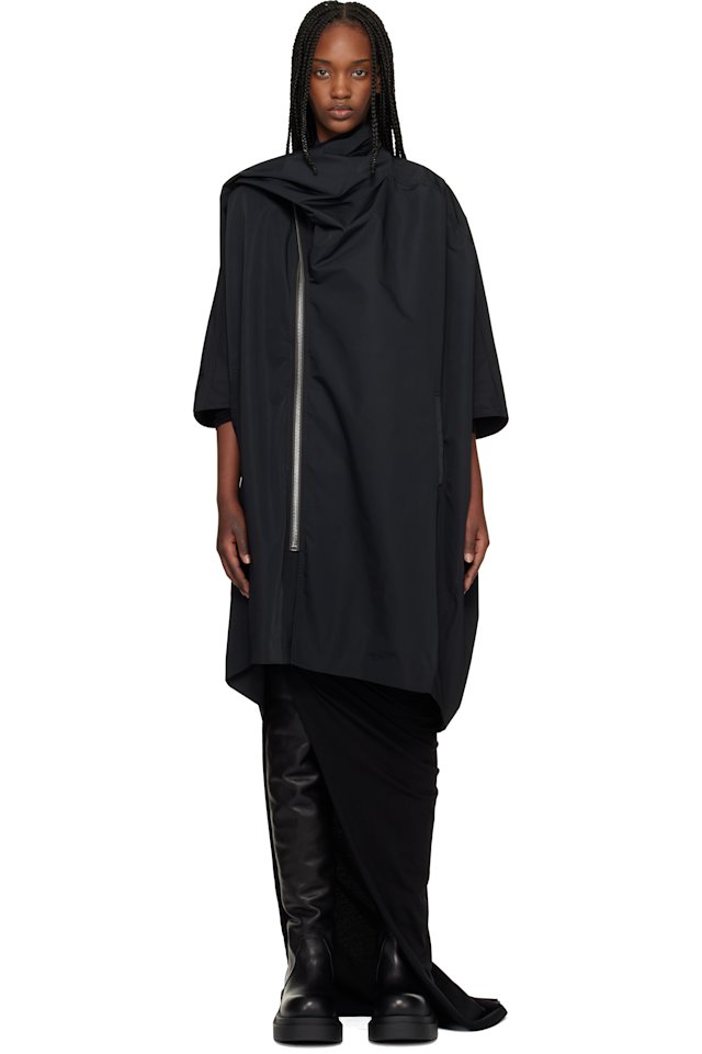 Rick Owens — Black Temple Sail Biker Coat