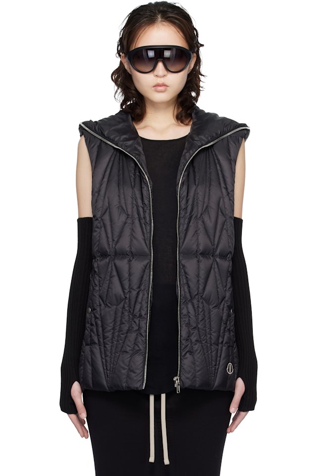 Rick Owens — Moncler + Rick Owens Black Geocamo Ziplock Down Vest