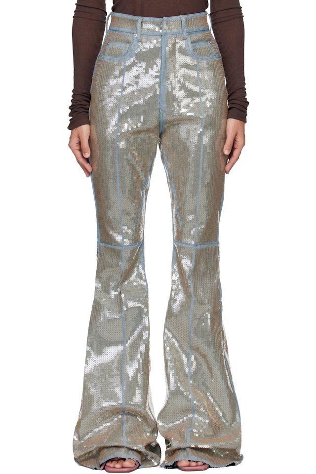 Rick Owens — Blue & Beige Temple Bolan Bootcut Jeans