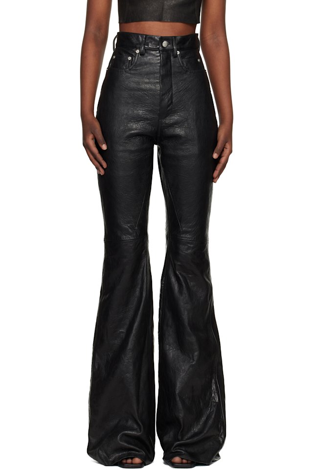 Rick Owens — Black Temple Bolan Bootcut Leather Pants