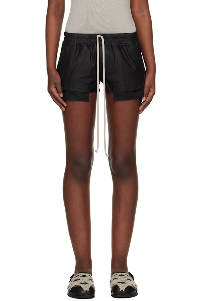 Rick Owens — Black Temple Fog Leather Shorts