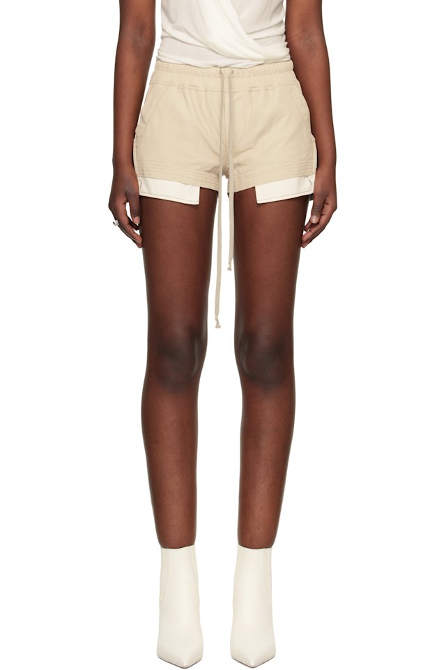 Rick Owens — Beige Fog Boxer Leather Shorts