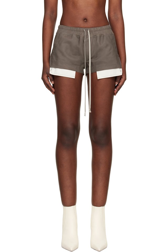 Rick Owens — Taupe Fog Boxer Leather Shorts