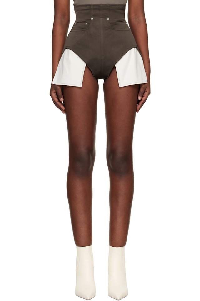 Rick Owens — Brown Temple Dirt Cutoffs Shorts