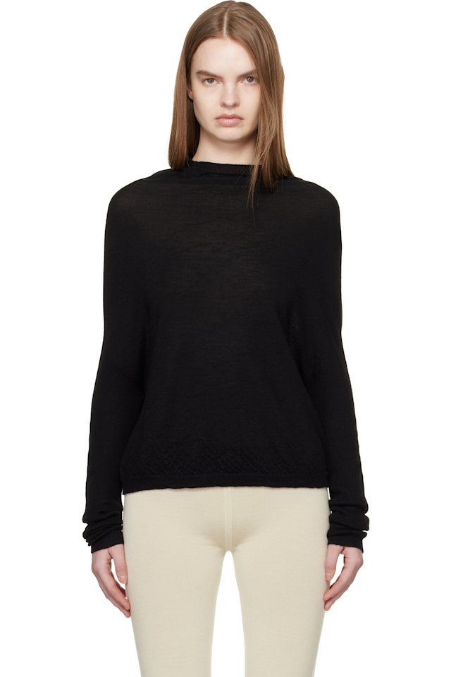 Rick Owens — Black Temple Crater Knit Sweater