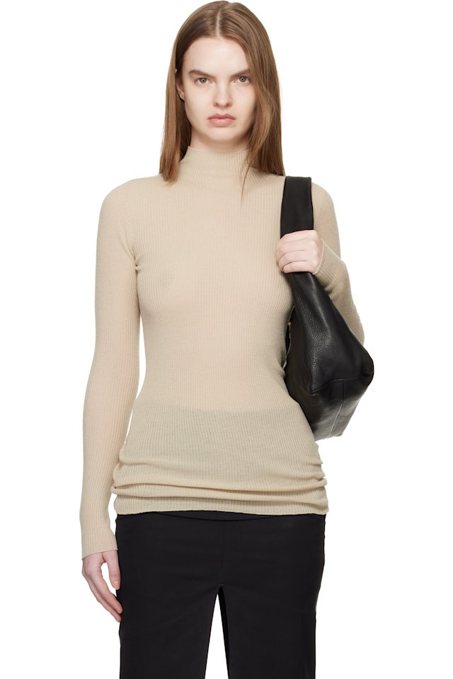 Rick Owens — Beige Temple LS Turtle Sweater