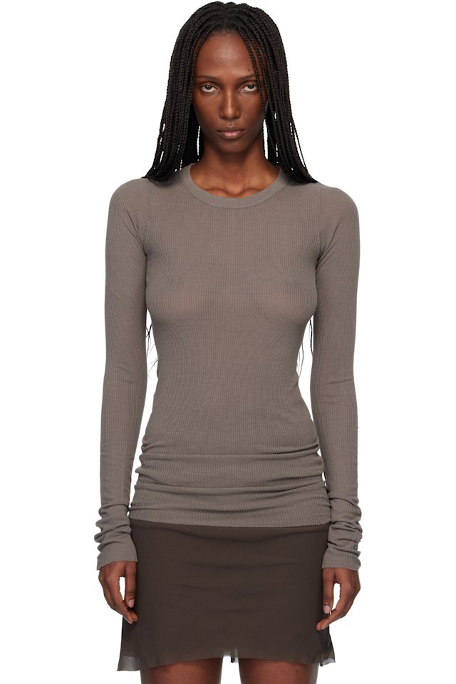 Rick Owens — Gray Temple Rib LS T-shirt