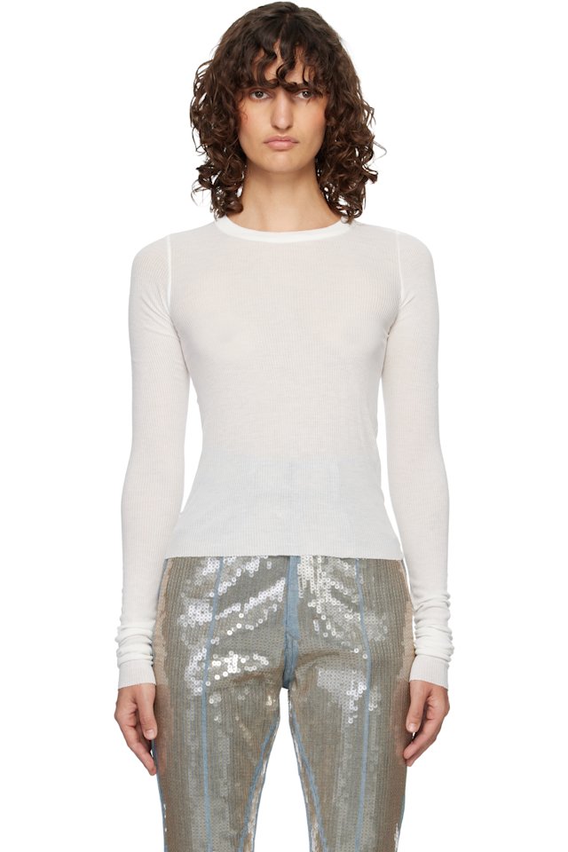 Rick Owens — Off-White Temple Cropped Rib LS T-shirt