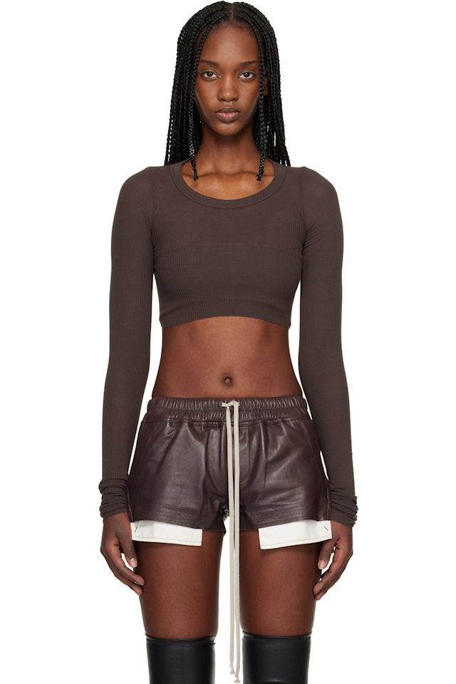 Rick Owens — Brown LS Crop T-shirt
