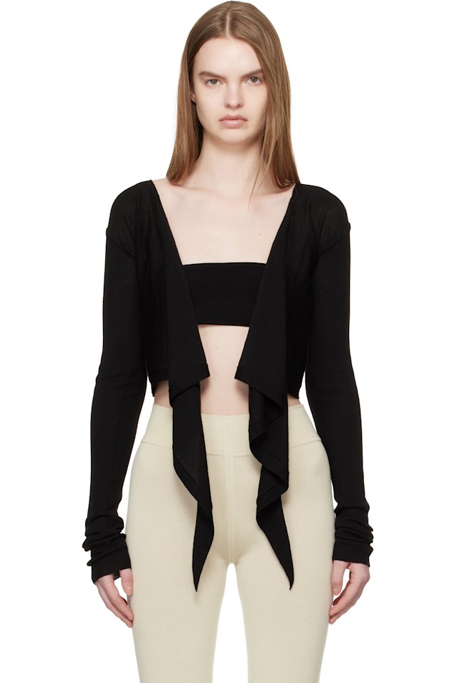 Rick Owens — Black Temple Crop Wrap Top