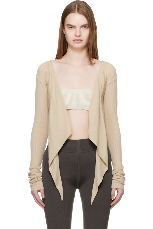 Rick Owens — Beige Temple Crop Wrap Top