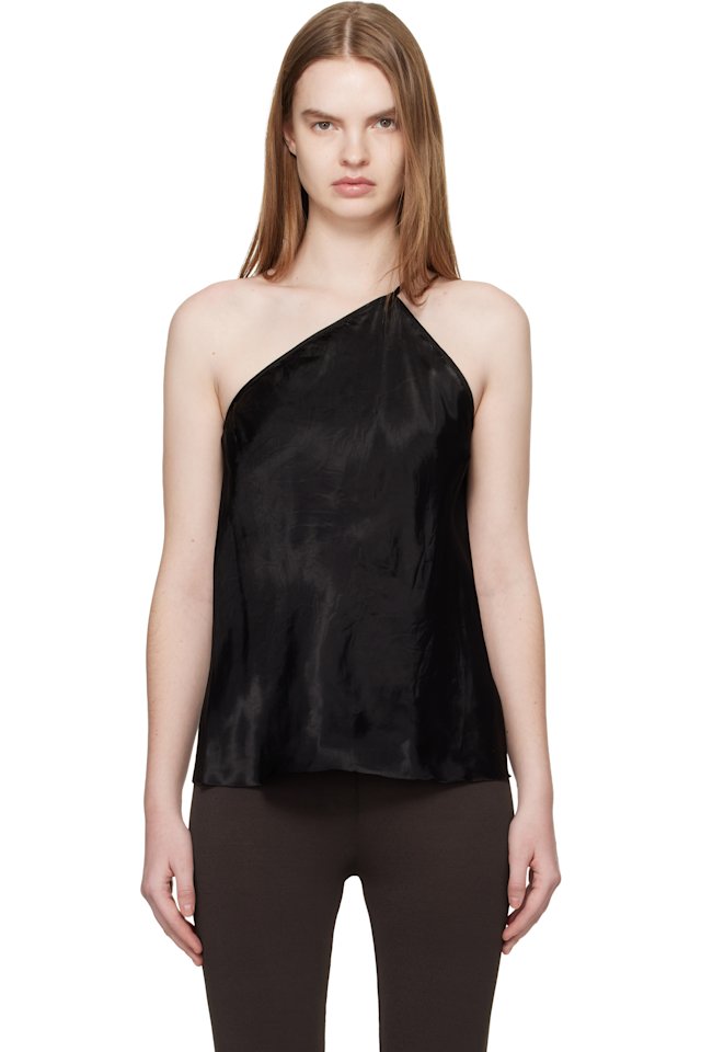 Rick Owens — Black Temple One Shoulder Slip Top