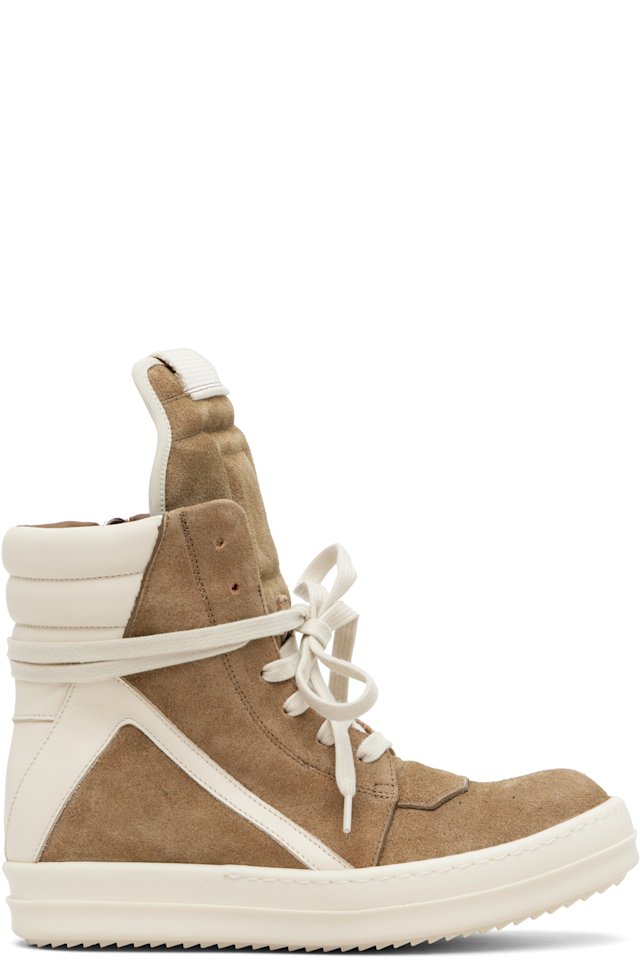 Rick Owens — Beige Temple Geobasket Sneakers