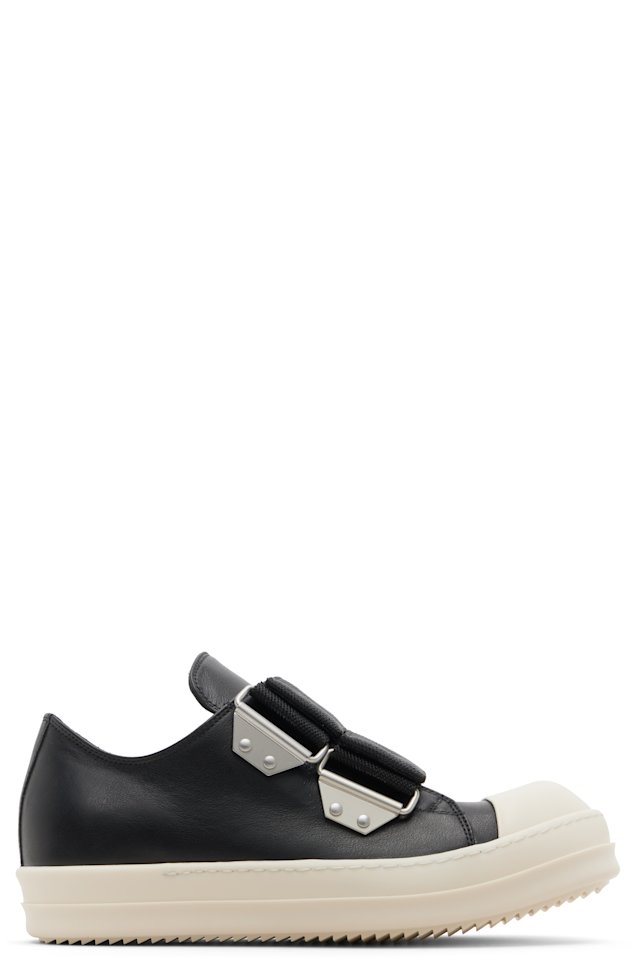 Rick Owens — Black Temple Strap Low Sneakers