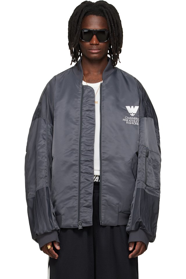 WILLY CHAVARRIA — Gray adidas Originals Edition Satin Bomber Jacket