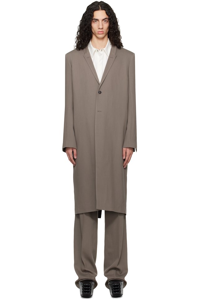 Rick Owens — Gray Temple Twisted Wool Concordian Coat