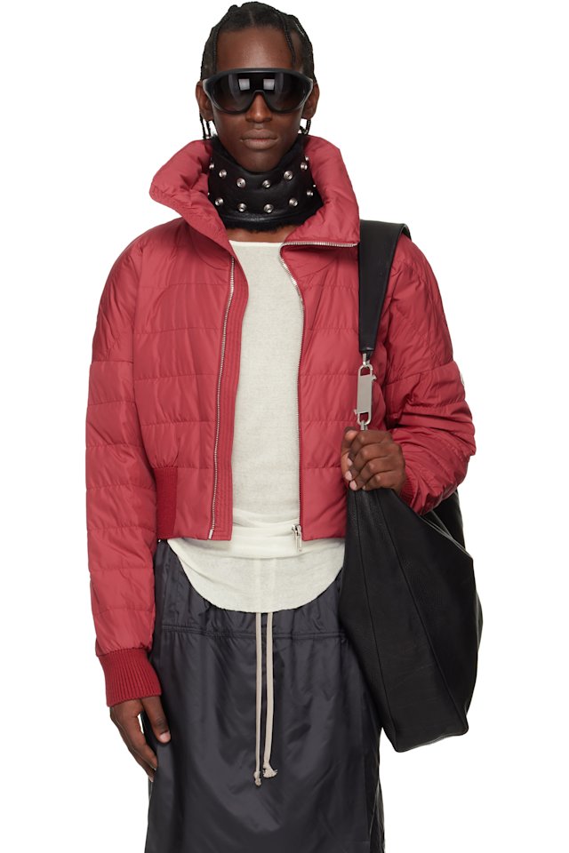 Rick Owens — Moncler + Rick Owens Red Cropped Down Jacket