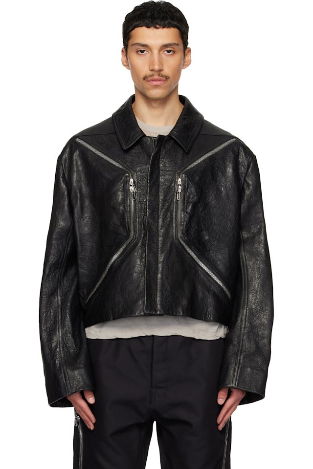 Rick Owens — Black Temple Heizer Mac Leather Jacket