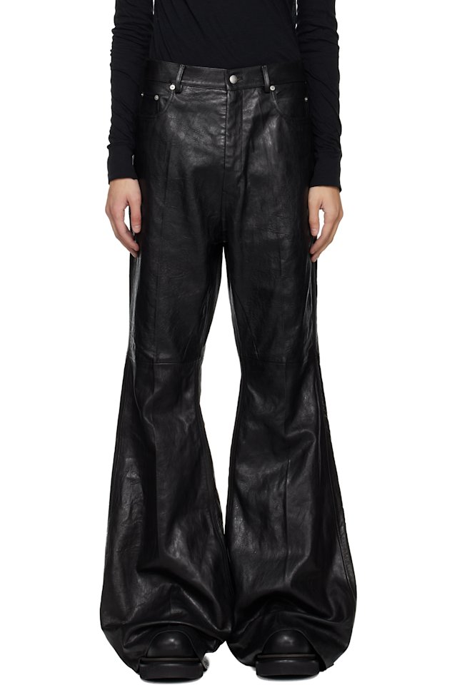 Rick Owens — Black Temple Bolan Bootcut Leather Pants
