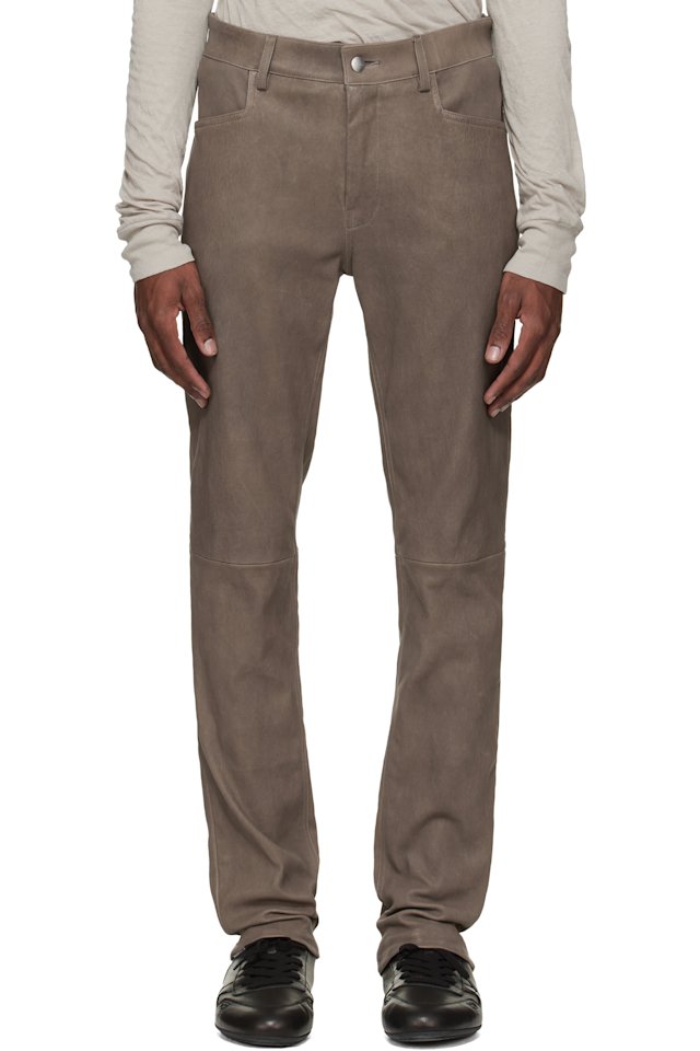 Rick Owens — Gray Temple Tyrone Leather Pants