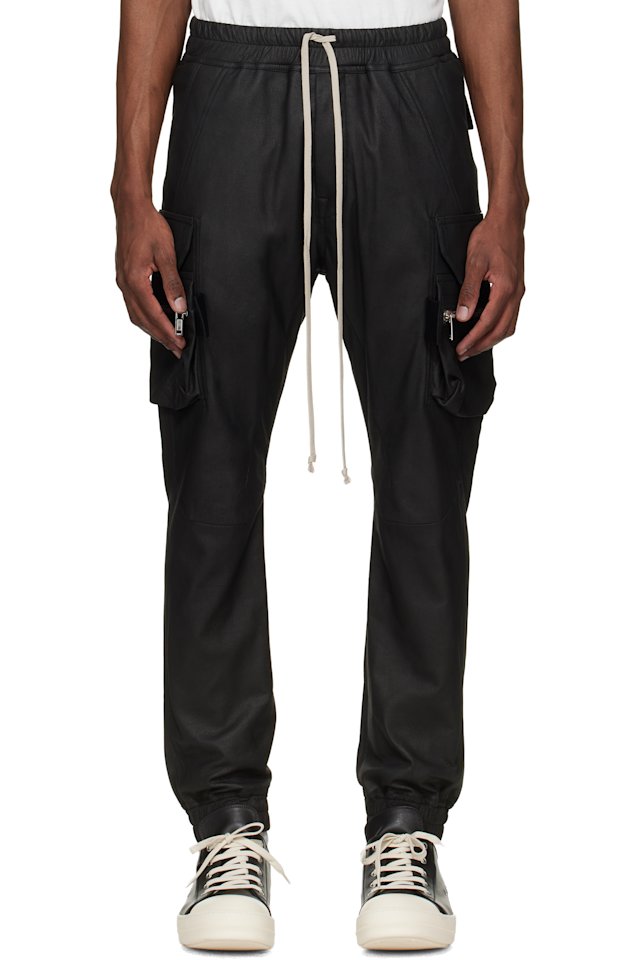 Rick Owens — Black Temple Mastodon Leather Cargo Pants