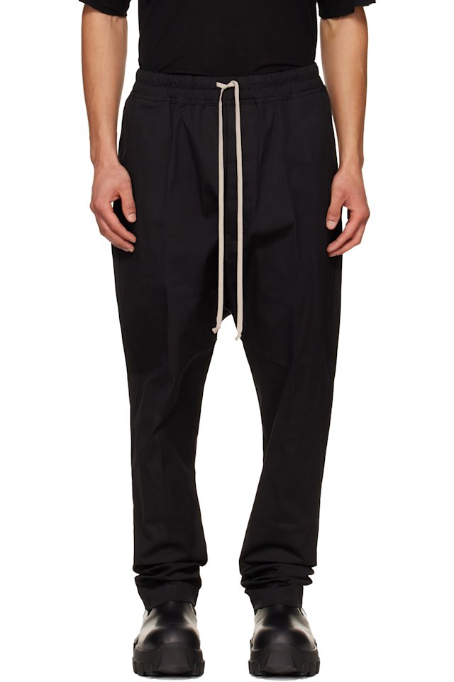 Rick Owens — Black Temple Drawstring Long Trousers